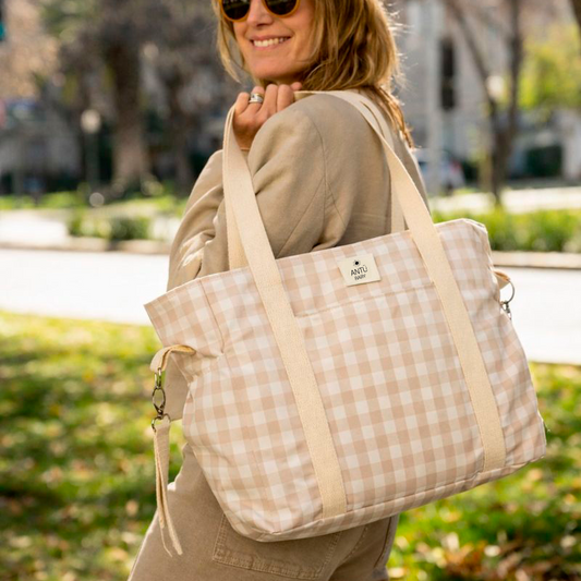 Bolso de Maternidad Vichy Beige