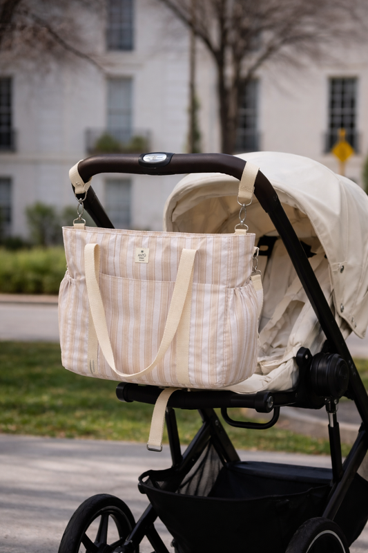 Bolso de Maternidad Rayas Beige