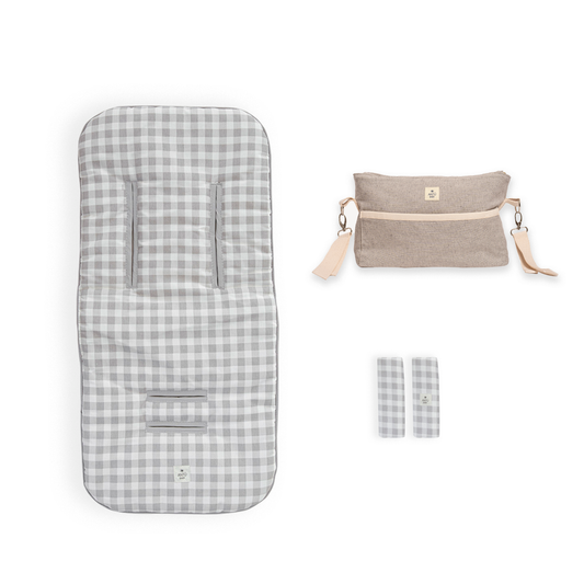 Pack Coche Vichy Gris + Organizador de Coche Gris